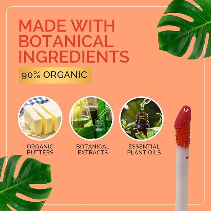 Lip Gloss 7ml 90% Organic Moisturizing Lip gloss Non Sticky Shiny Natural Colorants For Light Glossy Coverage Gluten Free Paraben Free | Bronze Orange Metallic | Sunset