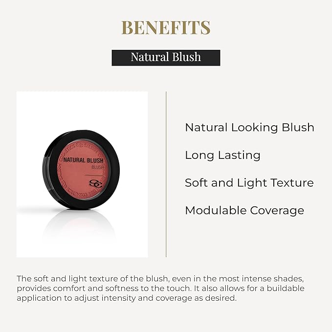 SALERM - Compact Powder Blush - Natural Blush - 8 g - Tone Scarlet - Natural-Looking Blush - Long-Lasting - Soft and Lightweight Texture - Buildable Coverage