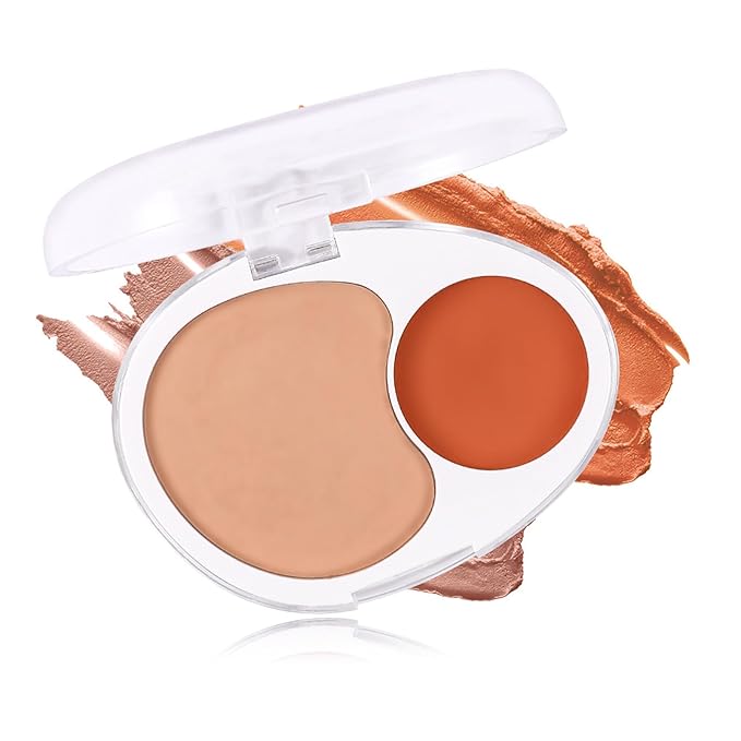 Dual-Tone Face Blush Palette for Cheeks - Waterproof, Long-Lasting, Satin Finish, Creamy Texture, Sculpting, All Skin Tones, Squalane, Highlighting, for Home, Travel, Makeup 2 Tone Tint 8#
