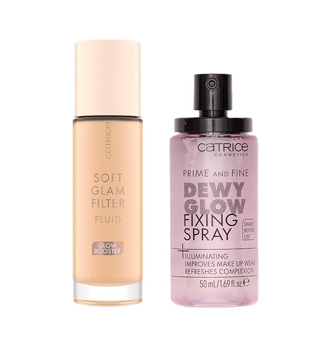 Catrice | Prime & Fine Illuminating Dewy Glow Spray & Soft Glam Filter Fluid 015 Bundle | Full Coverage Makeup | Vegan & Cruelty Free