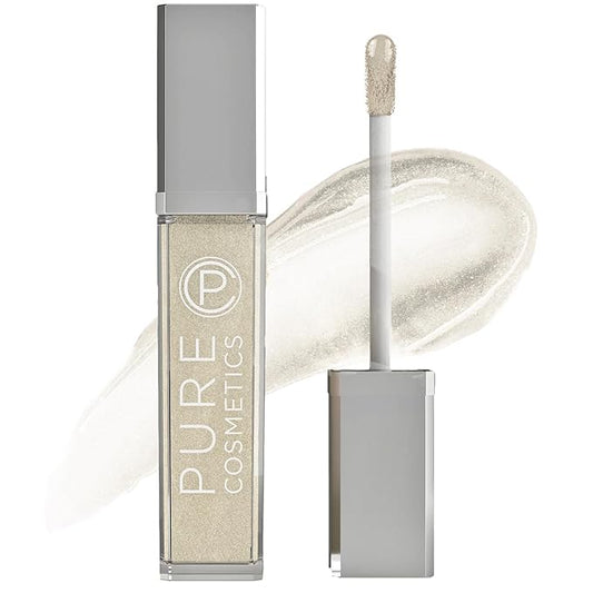 Pure Cosmetics Pure Illumination Lip Gloss - LED-lit Applicator w/Side Mirror - Non-Sticky, Moisturizing & Hydrating Lip Glosses - Soothes & Protects Dry Chapped Lips (Clear)