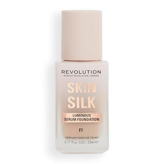 Revolution, Skin Silk Serum Foundation, Light to Medium Coverage, Lightweight & Radiant Finish, Contains Hyaluronic Acid, F7 Light Skin Tones, 0.77 fl oz