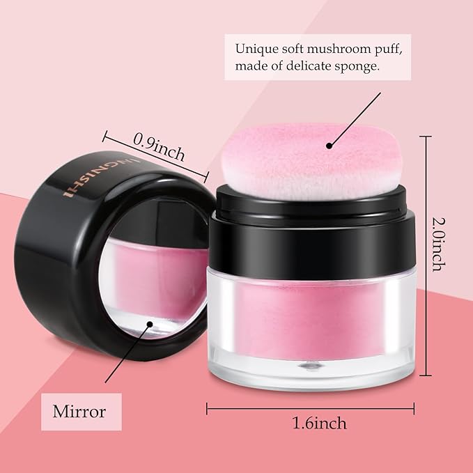 Boobeen Loose Blush Powder Air Cushion Blush, Natural Blusher Matte Face Blush for Cheeks, Highly Pigmented Blush Makeup Easy to Blend Long-lasting Single Color Blush