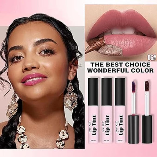 Peel Off Lip Tint, Waterproof Long Lasting Lip Stain, Matte Transfer-Proof Peel Off Lipstick, Non-Stick Cup Lip Color, Smudge-Free Lip Makeup for Women and Girls (06#, 1pc)
