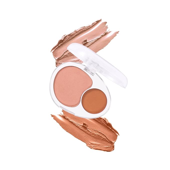 Dual-Tone Face Blush Palette for Cheeks - Waterproof, Long-Lasting, Satin Finish, Creamy Texture, Sculpting, All Skin Tones, Squalane, Highlighting, for Home, Travel, Makeup 2 Tone Tint 5#