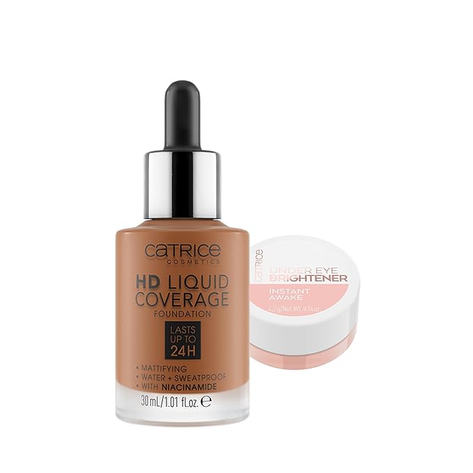 Catrice | HD Liquid Coverage Foundation 85 & Under Eye Brightener 10 Light Rose | Full Coverage Makeup | Vegan & Cruelty Free