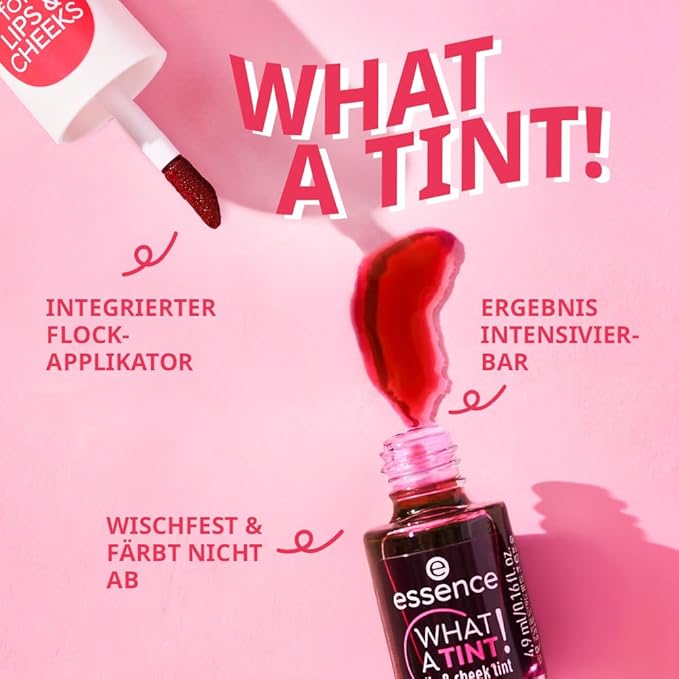 essence | What a Tint! Lip & Cheek Tint | Long-Lasting Liquid Blush & Lip Stain | Non-Sticky & Kiss-Proof | Vegan & Cruelty Free (03 |Peachy Vibes)