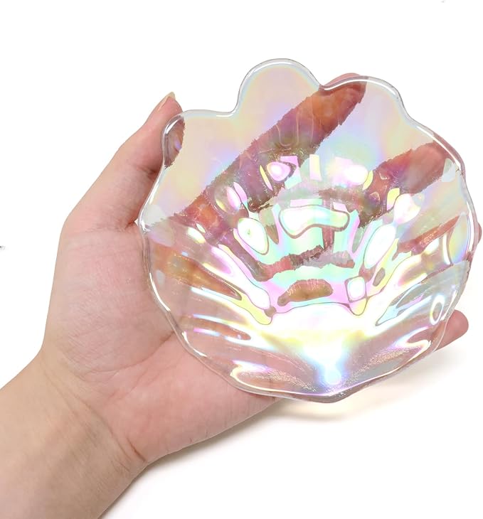 yueton 1PCS Glass Nail Art Palette Colorful Shell Shape Nail Art Palette Creative Nail Art Display Stand Makeup Palette Nail Art Supplies