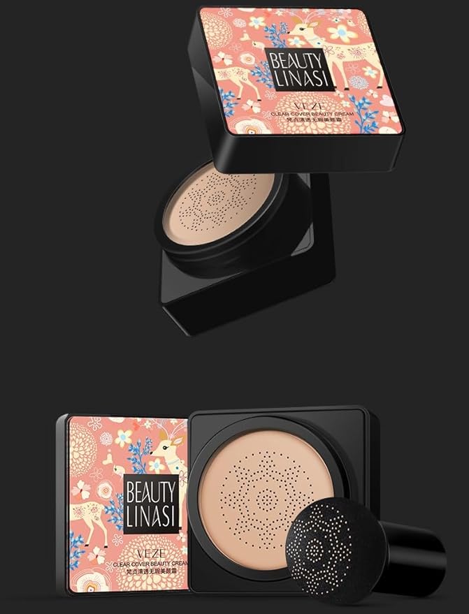 Mushroom Head Air Cushion BB Cream Even Skin Tone Makeup Base PrimerConcealer Lasting Nude Makeup Moisturizing Brightening Pigment CC Liquid Foundation (B-lvory)