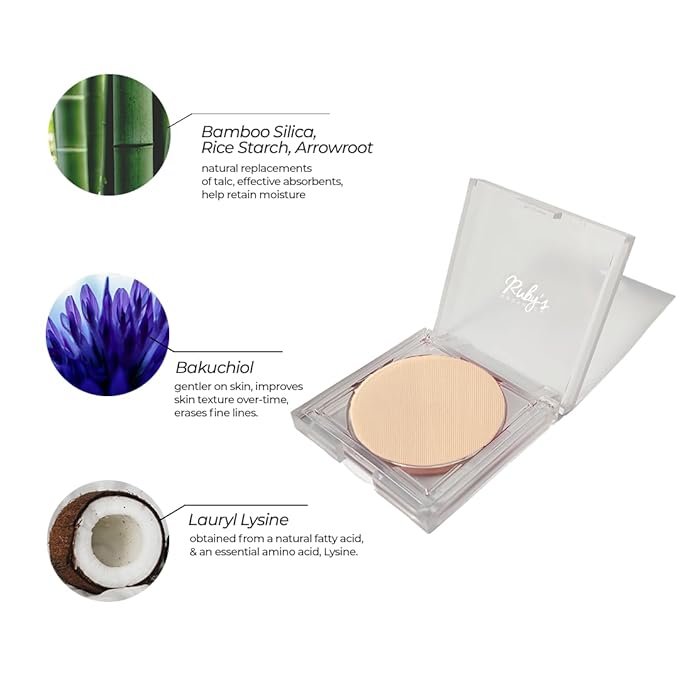 RUBY'S ORGANICS Compact Setting Powder Matte Complexion with SPF for Women, Absorbs Oil, Conceals & Gives Radiant Skin, Improves Skin Texture, Cruelty Free, Vegan & Paraben Free - Shade SP2, 9g