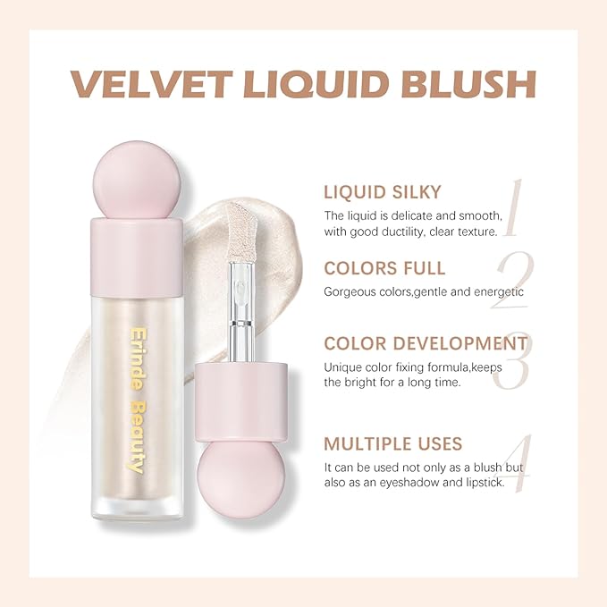 Erinde Liquid Highlighter, Face Bronzer Stick, Natural Glossy Finish, Lightweight Blendable Silky Smooth Cream Illuminator, Cruelty-Free, 01# Moonlight
