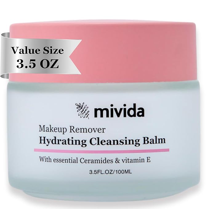 Makeup Remover Cleansing Balm, Gently Melt Stubborn Waterproof Makeup, Mascara, Eye Liner| Hydrating Facial Cleanser with Ceramides, Vit E & Hyaluronic-Acid For Norished Skin, Big Size 3.5 fl oz