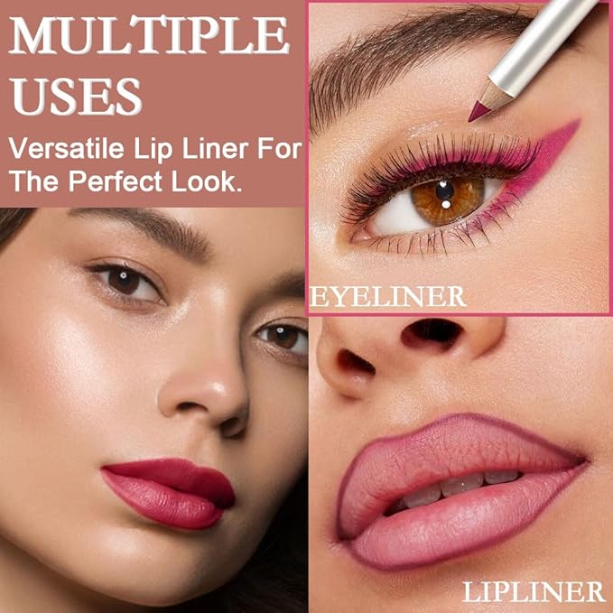 12 Pcs Natural Nude Brown Beige Colors Lip Liner Lipstick Pencils Set for Daily Makeup,Easy to Apply & Remove,Waterproof (set13)