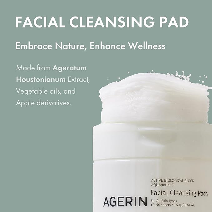Facial Cleansing Pads - Daily Oil & Makeup Remover Cotton Pads, Gentle Cleansing, Hydrating, Dirt & Impurities Removal Without Tugging - Vegan, Non-Irritating, 50pads