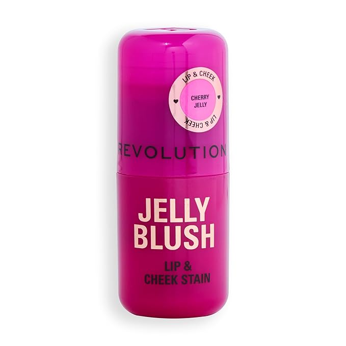 Revolution, Jelly Blush Stick Lip & Cheek Stain, Long-Lasting & Buildable with Hyaluronic Acid & Aloe, Vegan & Cruelty-Free, Cherry Red