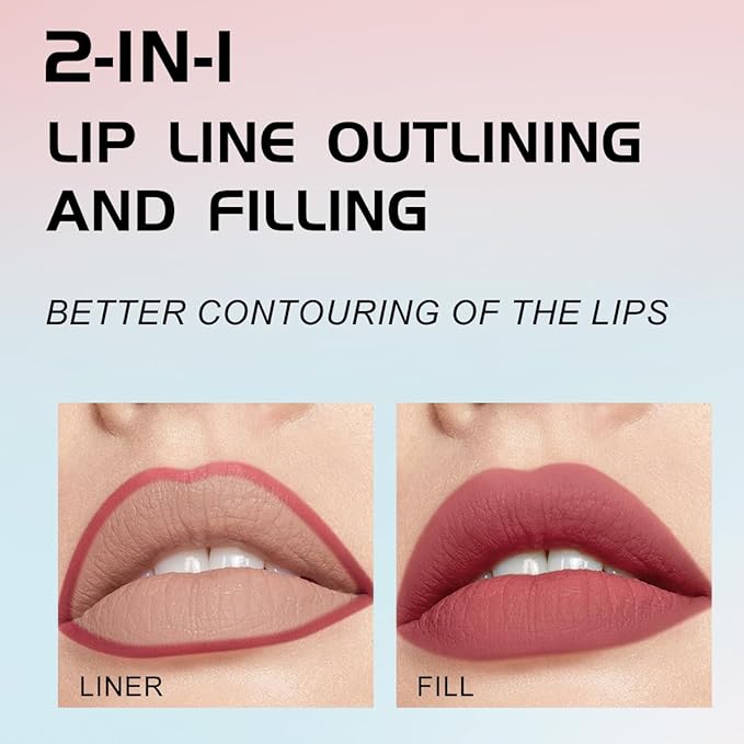 YOUNG VISION Gourd-Shaped Precision Liquid Lipstick & Lipliner - Nude Matte Perfection