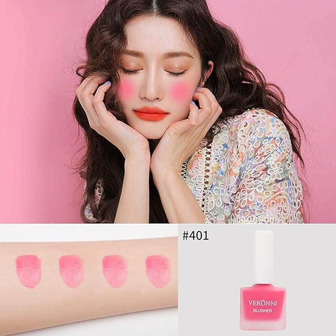 VERONNI Shimmer Fruit Juice Liquid Blusher, Long Lasting Lightweight Moisturizing Cheek Blush,No stimulation Brighten Skin Color Natural Waterproof Cream Blush 401