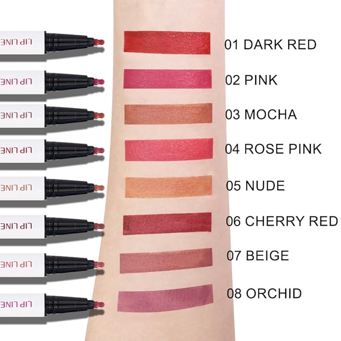 Kaely 3Pcs Pink Rose Pink Nude Longwear Liquid Lip Liner Waterproof, 24 Hour Long Lasting Lip Liner Stain Marker Pen, 2-in-1 Matte Semi Permanent Lipliner & Lipstick, 02+04+05