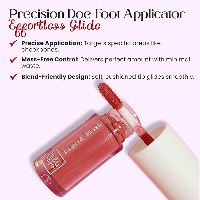 M2U NYC Light Pink Liquid Blush – Soft, Dewy Liquid Blush for Cheeks with High Pigment Color & Breathable Feel – Lightweight & Blendable, Long-Lasting Formula Infused with Rosehip Oil (Cotton Candy)