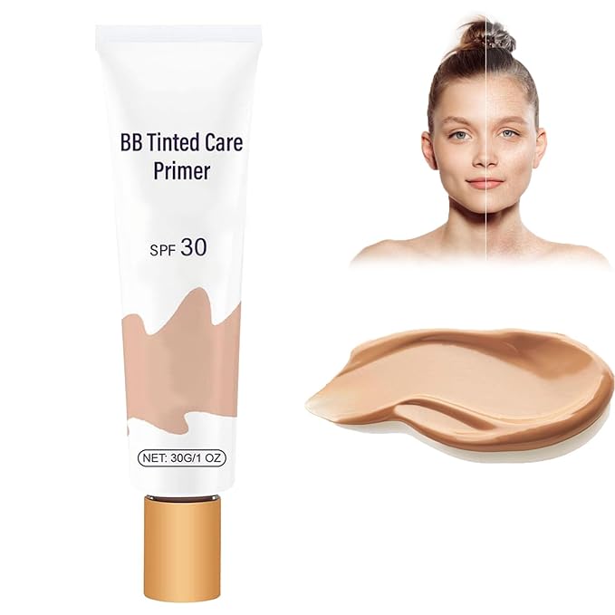 BB Tinted Moisturizer SPF 30,BB Tinted Care Primer,BB Cream Tinted Moisturizer,Full Coverage Light-Medium Skin Color Hydrating & Smoothing(Natural)