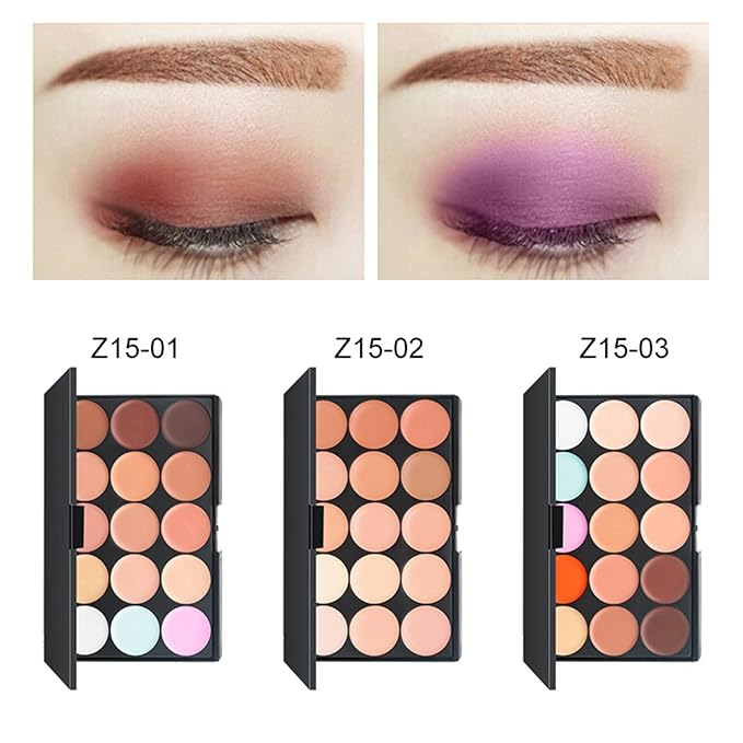 15 Colors Hydrating Cream Concealer Palette, Pure Vie Long Lasting Full Coverage Correcting Concealer Palette Foundation Camouflage Makeup Contour Kit for Conceals Corrects Dark Circles Acne Blemish#1