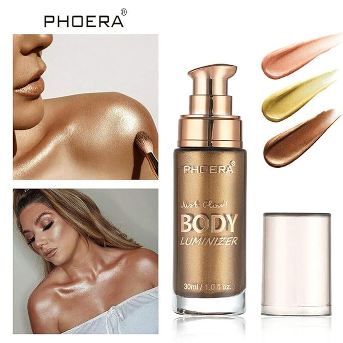 PHOERA Liquid Illuminator, Shimmer Body Oil & Face Highlighter - Glistening Bronze, 30ml