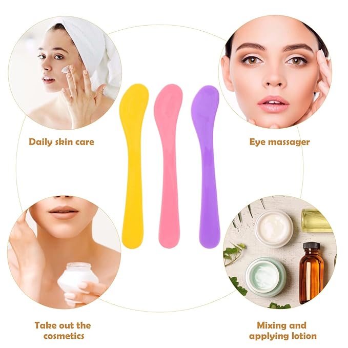 Healifty Facial Spoon Makeup Spatula Plastic Tool Diy Beauty Products 10 Pcs Set Random Color