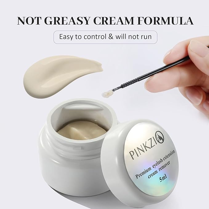 Eyelash Extension Glue Remover, PINKZIO Lash Extension Cream Remover For Eyelash Extension Glue, Fast Lash Adhesive Dissolution, Easy To Control, No Damage To Natural Lahes-5 ml, white