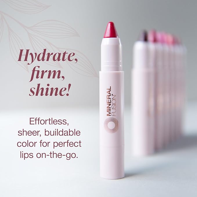 Mineral Fusion NEW Sheer Moisture Lip Tint, Buildable Lip Color, Hydrating Lip Balm with Jojoba Oil, Shea Butter & More, Hydrates & Nourishes, FD&C Dye-Free & Hypoallergenic, Confident, Melon Pink