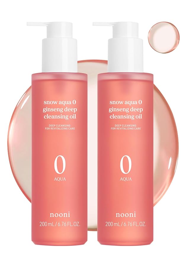 NOONI Facial Cleanser - Snow Aqua 0 Ginseng Deep Cleansing Oil *2ea | Makeup Blackhead Remover, Pore Care Control, Glass Skin, Helps Control Sebum, Moisturizing, 6.76 Fl Oz x 2