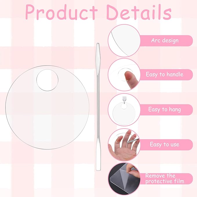 4Pcs Acrylic Makeup Palette, Makeup Mixing Tray Palette with Spatula, Cosmetic Foundation Palette Nail Art Palette for Beauty Salon Color Cream Liquid Foundation Mixing Palette(Round)