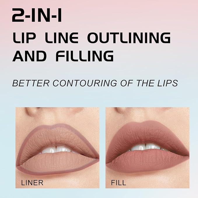 YOUNG VISION Gourd-Shaped Precision Liquid Lipstick & Lipliner - Nude Matte Shades