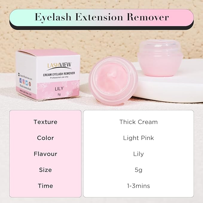 LASHVIEW Eyelash Extension Remover Cream, Special LILY Flavor, Lash Extension Remover Cream Professional Eyelash Extensions Remover for Salon,5g