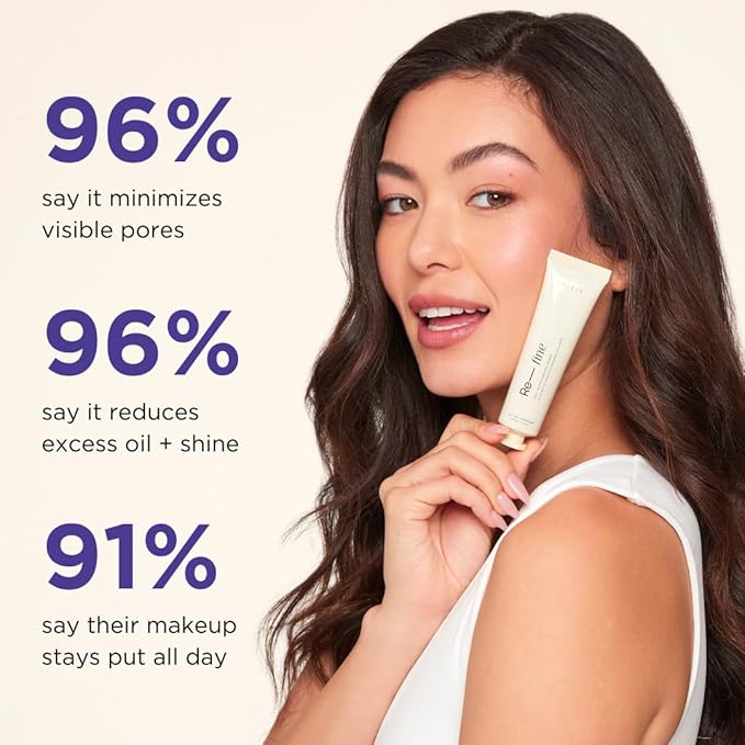 HALEYS Re-fine Soft Matte Poreless Primer (1 oz), Lightweight, Extends Makeup Longwear, Grips, Smooths, Blurs, Fills in Pores and fine lines, for All Skin Types + Tones, Cruelty + Fragrance-Free
