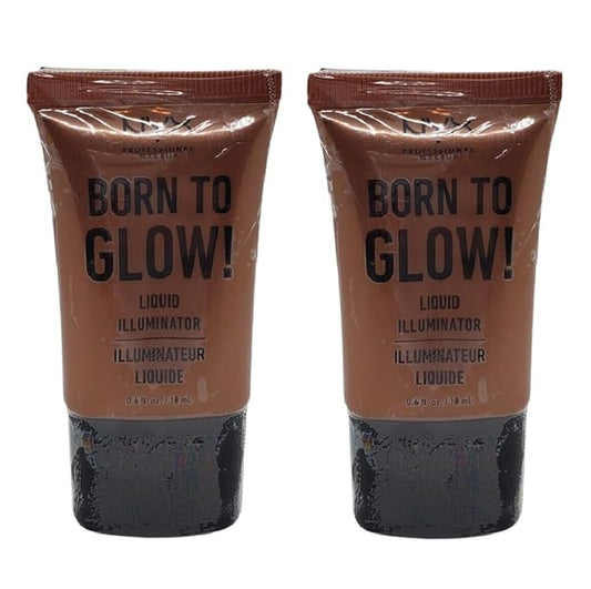 Pack of 2 NYX Born to Glow! Liquid Illuminator, Sun Goddess LI04