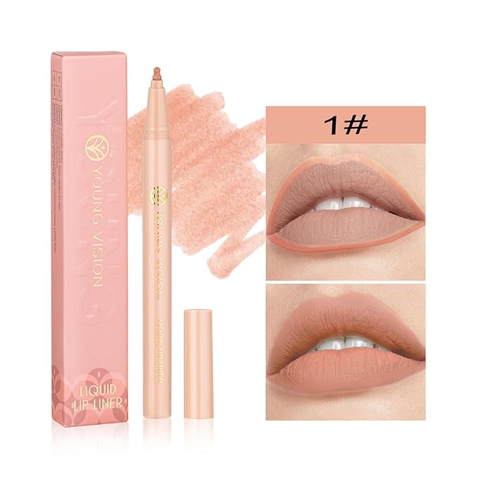 YOUNG VISION Gourd-Shaped Precision Liquid Lipstick & Lipliner - Nude Matte Perfection