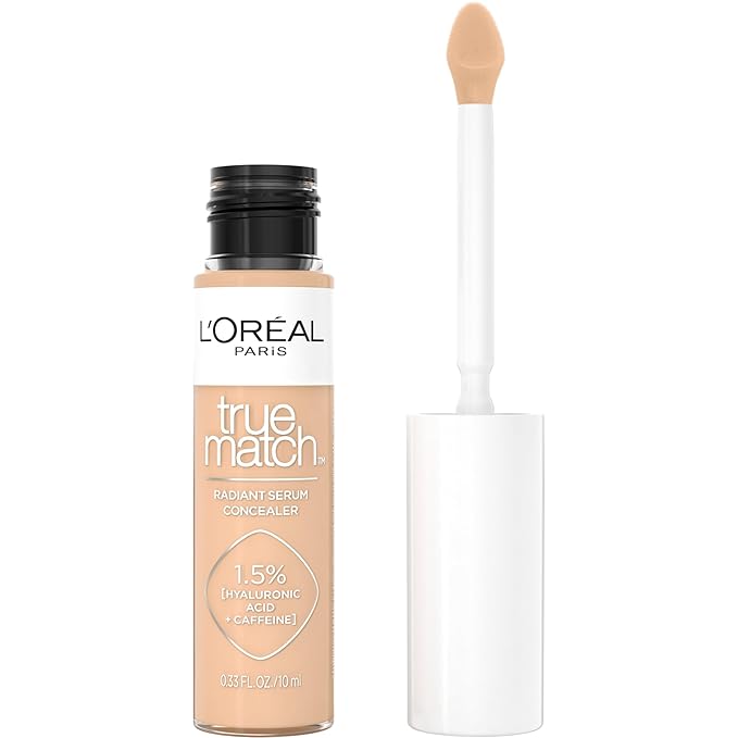 L'Oreal Paris True Match Radiant Serum Concealer, Brightening Under Eye Concealer Make Up with 1.5% Hyaluronic Acid and Caffeine, C4, 0.33 Oz