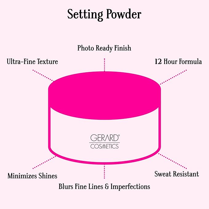 Slay the Bake Blurring Powder by Gerard Cosmetics, Soft Matte Pink Setting Powder, Minimizes Fine Lines for Mature Skin, Talc Free, Cruelty Free, Vegan (0.65 oz)