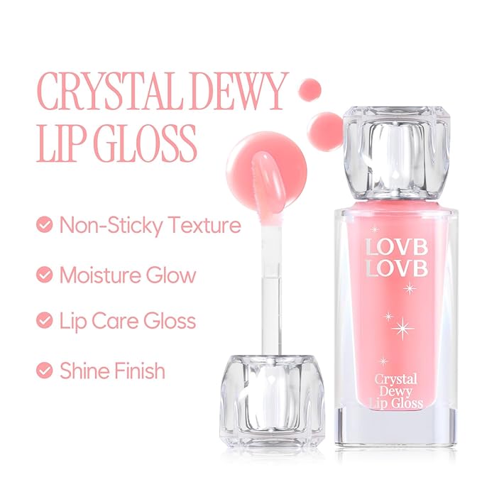 Pudding Glow Korean Lip Tint (05 PINK LAMP) + Crystal Dewy Lip Gloss (01 PINK DOLPHIN) | K-Beauty Lip Duo | Long-Lasting & Glossy | Everyday Lip Combo | Lip Glow Set