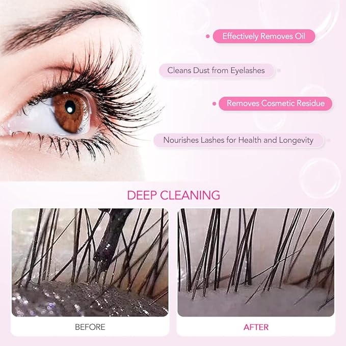 "AuReve Eyelash Extension Cleanser Lash Shampoo Foam, Eyelid Cleanser for Makeup Remover Eyelash Care, Paraben & Sulfate Free for Salon and Home Use (Rose 600ml)"
