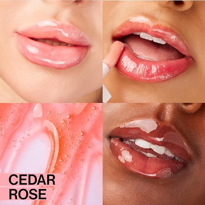 wet n wild Lip Oil - Lightweight, Non-Sticky, Hydrating & Nourishing Formula with Marula & Jojoba Oils, Vegan & Cruelty-Free - Cedar Rose (Pack of 2)