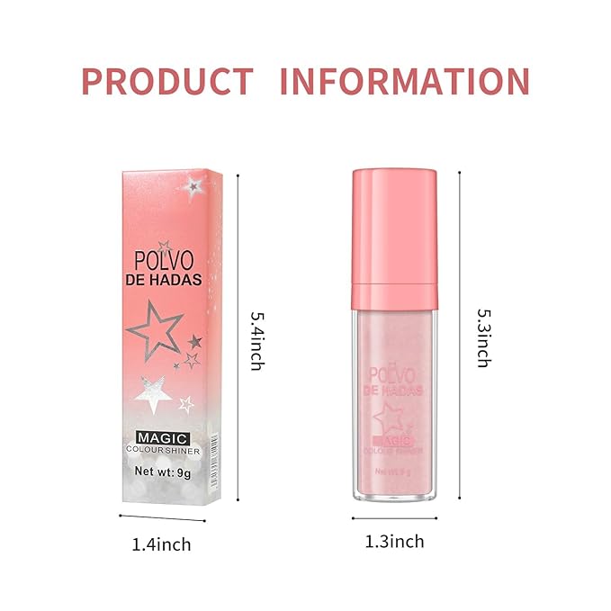 Polvo De Hadas Fairy Dust Highlight Patting Powder - Full Body Contouring and Clavicle Pearlescent Patting Powder for Face and Eye, Christmas Sparkling Body Glitter (#02 Fairy Pink)