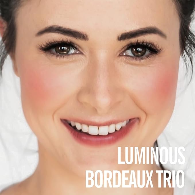 KIMUSE Cosmetics Multi Stick Trio, Cream Blush Stick, Highlighter Stick & Moisturizer, 3 Pack Makeup Sticks for Older Women & Mature Skin (Luminous Bordeaux Trio)