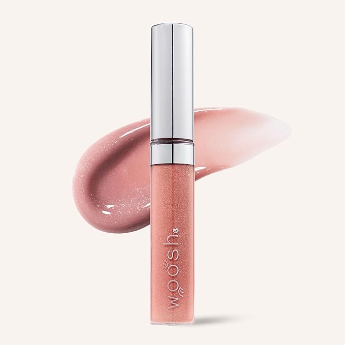 Woosh Beauty, Spin-On Lip Gloss, Hydrating Hyaluronic Acid & Shea Butter, No Fine Lines, Shine Finish, Vegan & Cruelty-Free - Veil