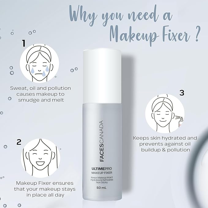 Ultime Pro Makeup Fixer | Long Lasting Setting Spray | Hydrating & Refreshing Facial Mist with Hyaluronic Acid | Lightweight & Non Sticky | 1.69 Fl Oz (50ml)