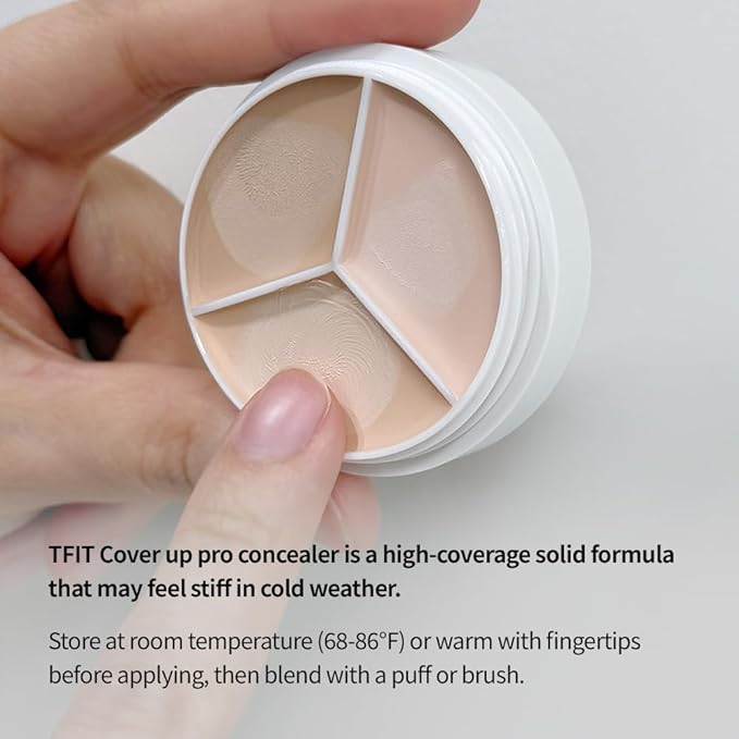 Multi-Use Pot Concealer - Triple Palette | High-Pigmented, Full Coverage & Crease-Proof | Korean Concealer for Dark Circles, Redness & Blemishes (03 Cool, 0.52 Oz)