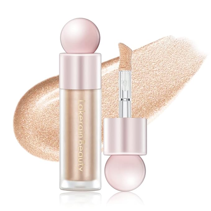 Liquid Highlighter Makeup, Natural Silky Shimmer Finish Liquid Face Highlighter, Highly Pigmented, Lightweight, Blendable, Soft Cream Highlighter For Face (#02 Champagne Shimmer)