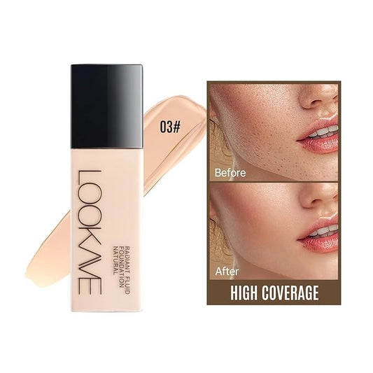 LAMUSELAND Full Coverage Foundation Makeup, Matte Liquid Waterproof Long-lasting Oil-free Foundation Stick Concealer for All Skin (03, M)