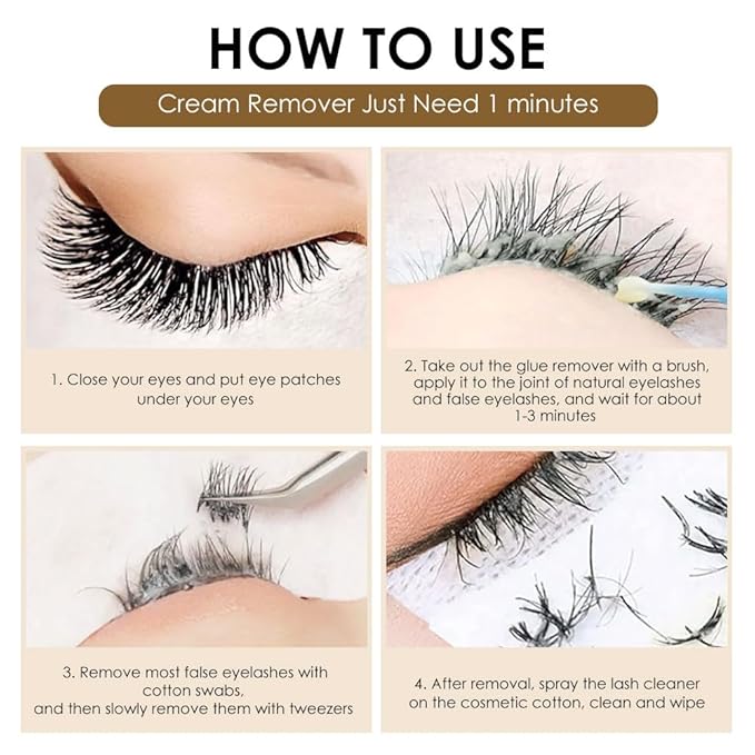 Cream Lash Remover for Lash Extensions, Beige Color Lash Extension Remover, Low Irritation Cream for Sensitive Skin, Professional eyelash Remover for extensions Salon(Lash Remover,5g)