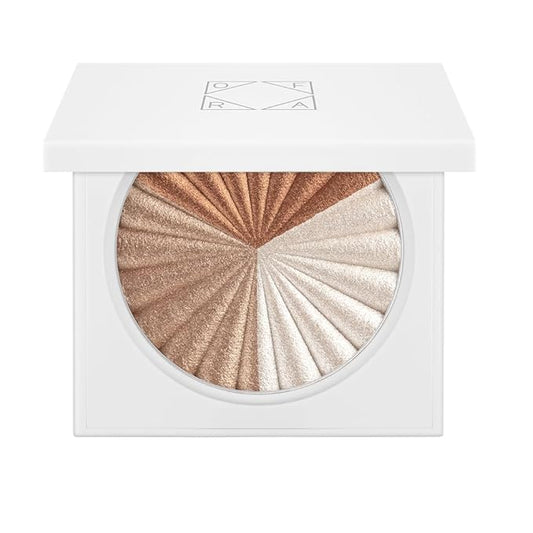 Pressed Powder Highlighter - Face Makeup | Everglow - 3 Shades in 1 Pan | Pearl Shimmer Liquid-To-Baked Powder Highlighter | Refillable Pan | Cruelty-Free Beauty Essential | 7g